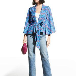 RHODE Suki wrap-effect floral-print crepe top